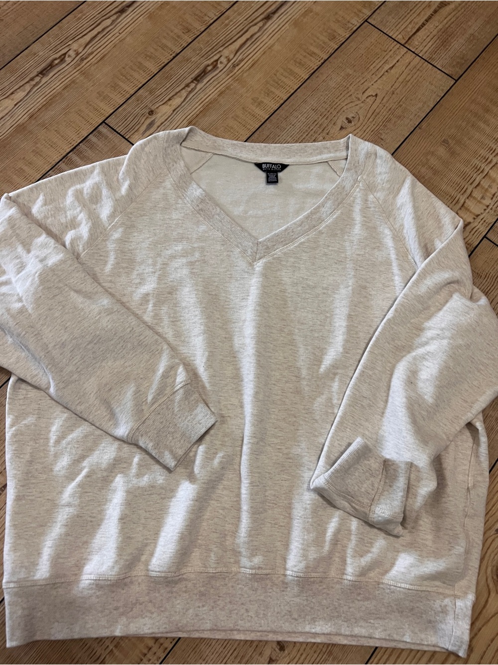 Buffalo David Bitton Light Gray V-Neck Pullover Sweatshirt